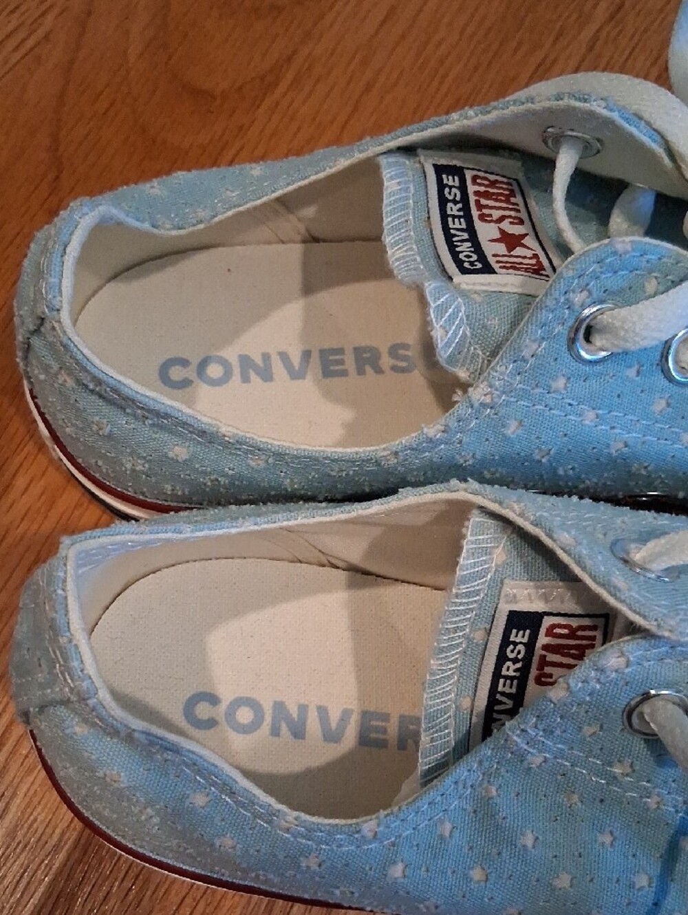 Converse Light Blue Polka Dot / Mini Stars Canvas Sneakers Women's 10 - Picture 7 of 11